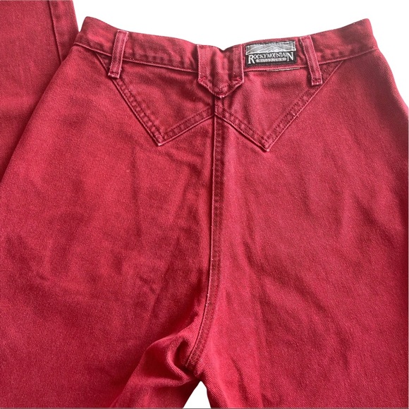 Vintage Rocky Mountain Jeans Bareback Deep Red RARE Pleats Denim Cotton 90s 80s - Picture 4 of 12